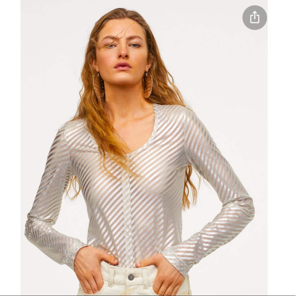 H&M Studio Collection Metallic Mesh Top Size 3XS